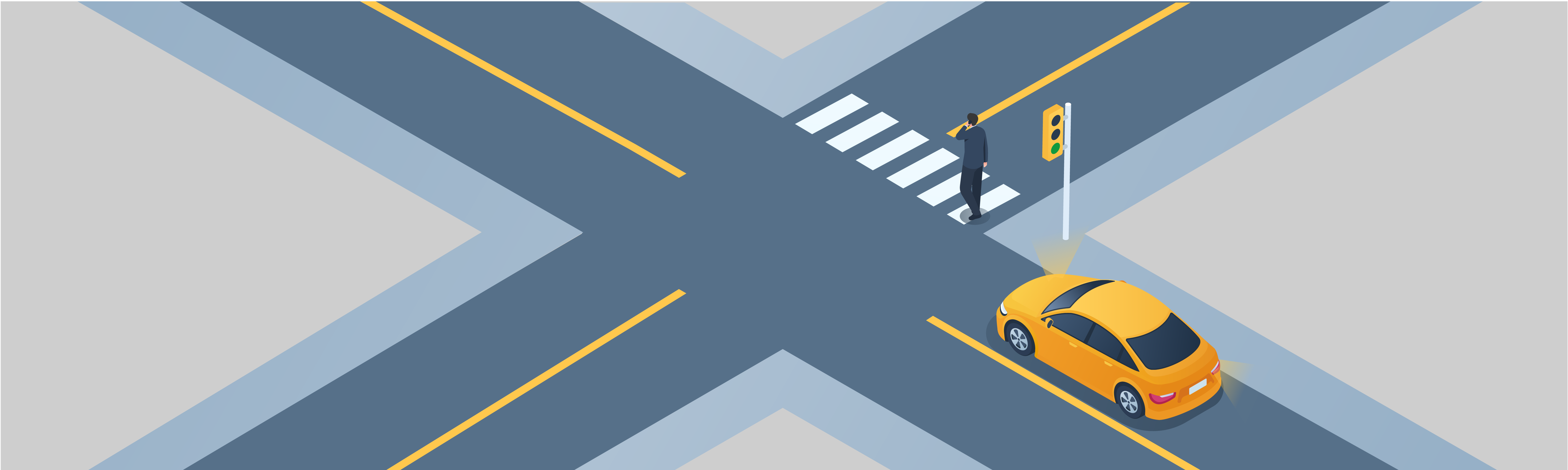 Traffic lights & pavement markings - Who has the right-of-way when pedestrians are crossing?